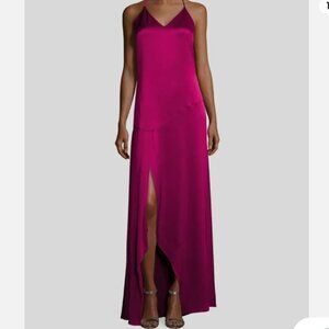 Halston Heritage Women's pink Satin Slip Gown Size 0 Classic Event Wedding maxi